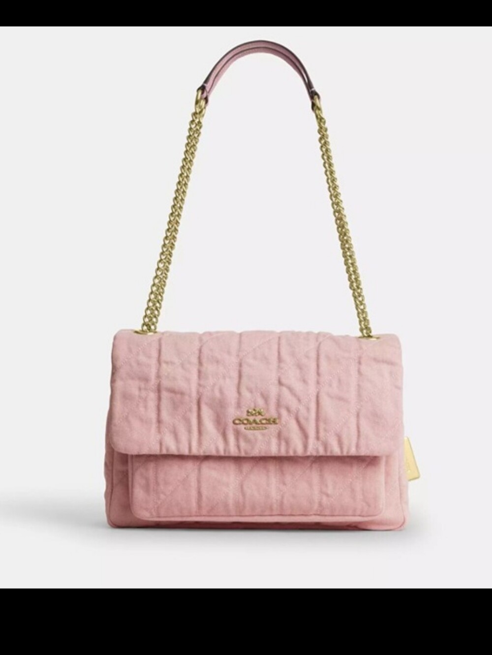 Coach Elodie Crossbody Bag In Loved Denim With Quilting CER78 Gold/Light Pink